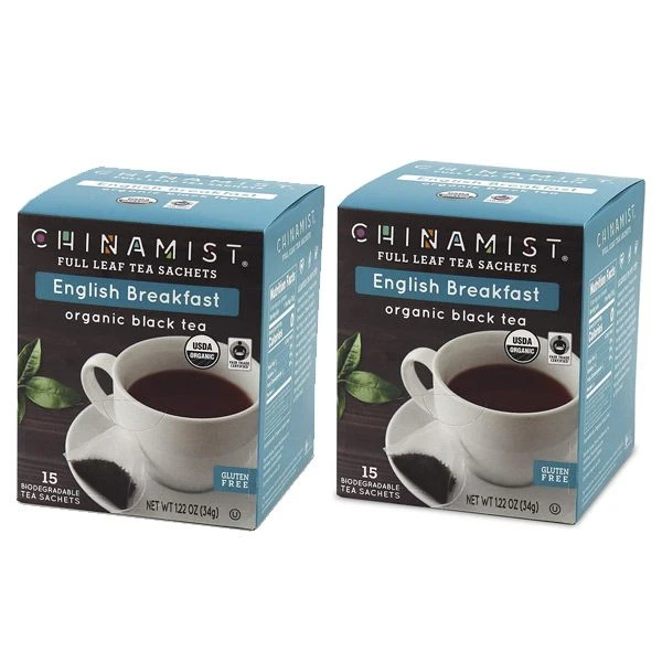 China Mist - English Breakfast Organic Black Full Leaf Tea Sachet, 2 Boxes 15 Count Each - Biodegradable And Individually Wrapped 3 China Mist - English Breakfast Organic Black Full Leaf Tea Sachet, 2 Boxes 15 Count Each - Biodegradable And Individually Wrapped