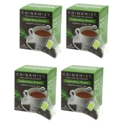 China Mist - Legendary Green Organic Black Full Leaf Tea Sachet, 4 Boxes 15 Count